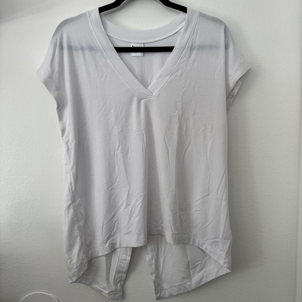 ATHLETA Away From The Body Fitness Essence Tie‎ Back Top Womens Medium Shirt